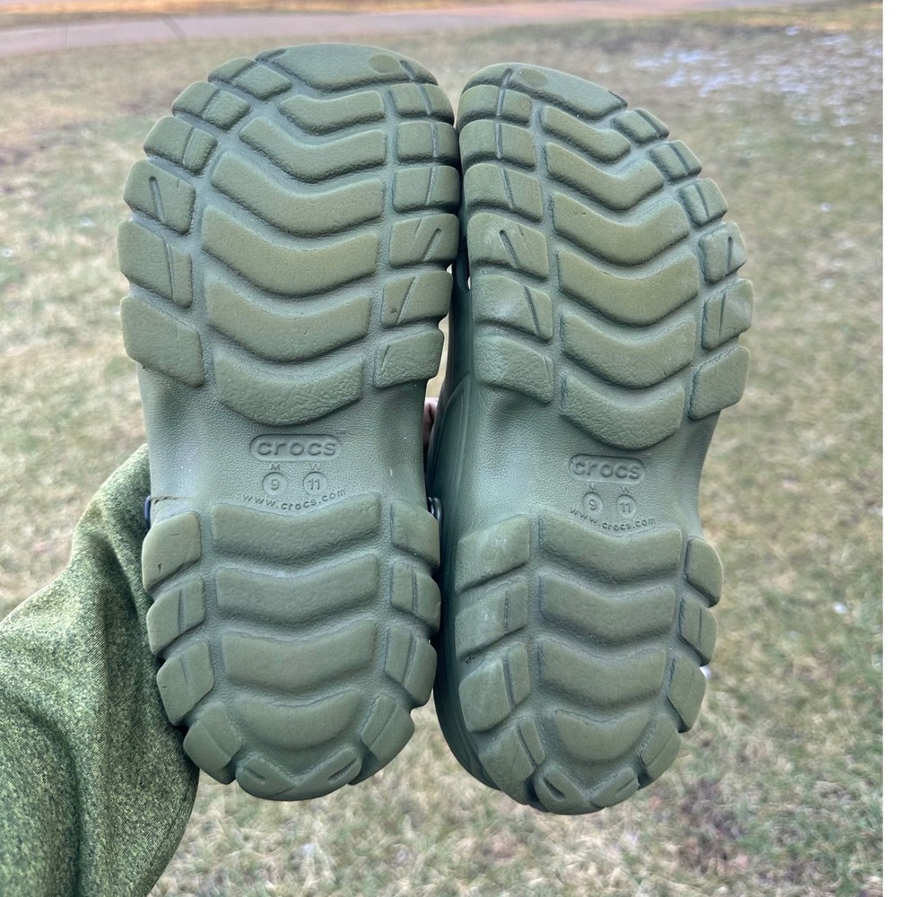Crocs Offroad Adult Sport Clogs Unisex Size M9 W11 Army Green Blue Strap Sandals - Picture 8 of 15